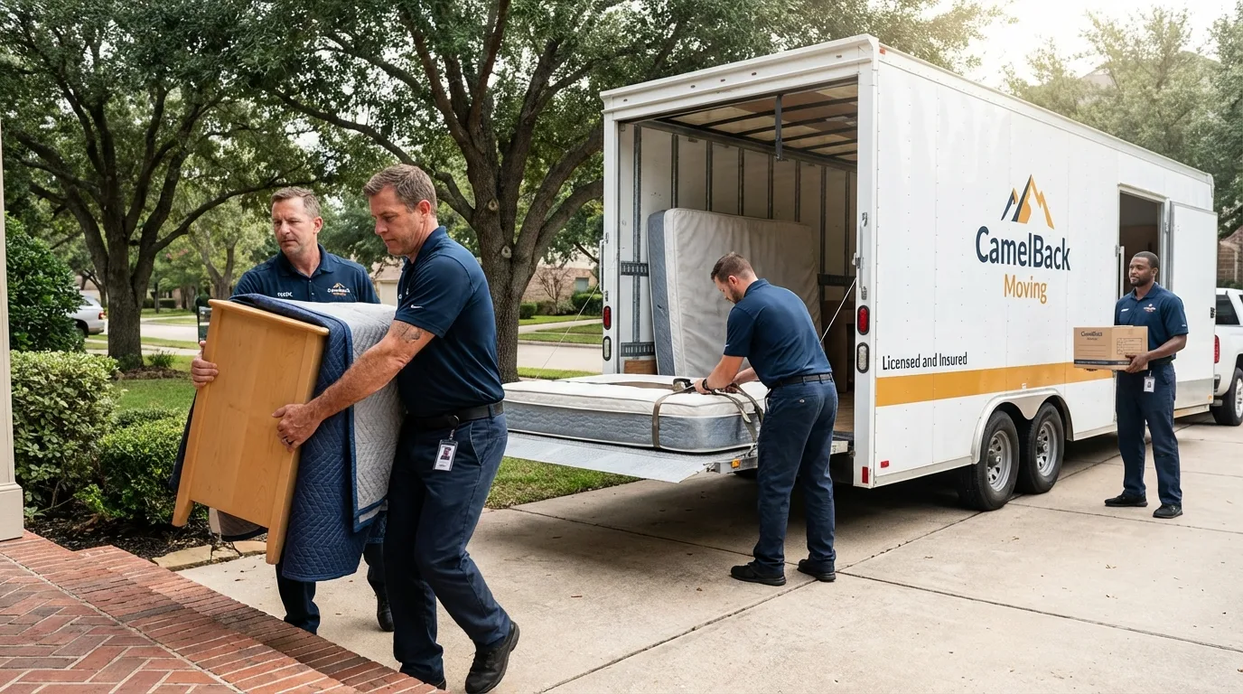 Crew loading residential truck for cross-state move from Litchfield, CT